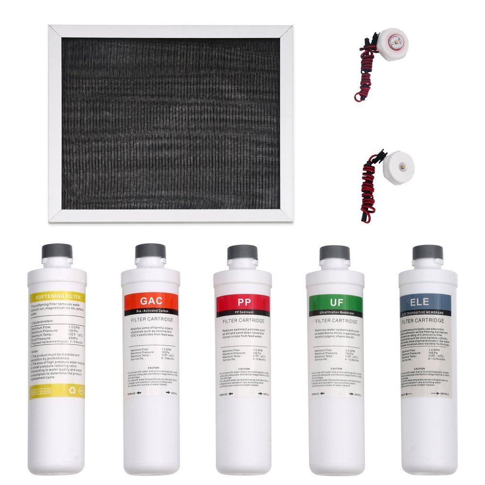 20L Lekocyco Atmospheric Water Generator Filters,The Package includes Five Filter Bottles and One Filter Mesh,Two UV Light, White