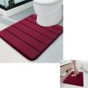 Buganda Meomry Foam Bathroom Mat and Toilet Rugs U-Shaped, Bath Rug Size 35.4 x 24 and Toilet Rugs Size 24 x 20 in Burgundy, 2 Item Bundle view 1
