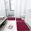 Buganda Meomry Foam Bathroom Mat and Toilet Rugs U-Shaped, Bath Rug Size 35.4 x 24 and Toilet Rugs Size 24 x 20 in Burgundy, 2 Item Bundle view 2