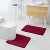 Buganda Meomry Foam Bathroom Mat and Toilet Rugs U-Shaped, Bath Rug Size 35.4 x 24 and Toilet Rugs Size 24 x 20 in Burgundy, 2 Item Bundle view 3