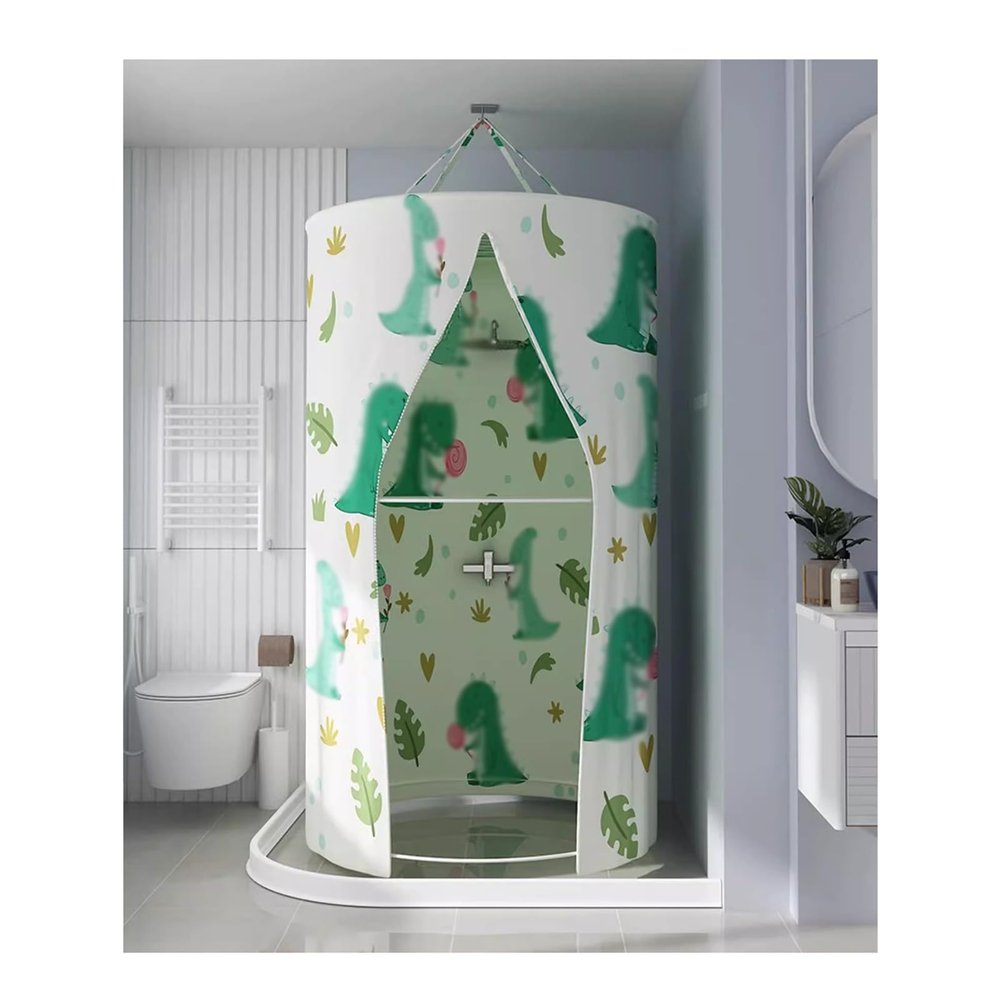 YXLYFDLY Green Camping Shower Curtains for Outdoor & Indoor, Round Shower Curtain for Bathroom, Portable Shower Curtain(0.9x2m/35x76in)