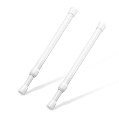 Spring Tension Rod, Goowin Small Tension Rod, 5/8" Diameter No Drilling Expandable Short Tension Rods Spring Rods, Tension Rods for Closet, Cupboard, Hanging Clothes, White, 2 Pack (10-15.7 inch)