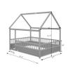 Bellemave Kids Montessori Bed Full Size, Full Floor Bed with High Fence, House Bed for Kids, Girls, Boys, Wood Montessori Floor Bed Without Slats(Gray Full) view 2