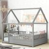 Bellemave Kids Montessori Bed Full Size, Full Floor Bed with High Fence, House Bed for Kids, Girls, Boys, Wood Montessori Floor Bed Without Slats(Gray Full) view 4