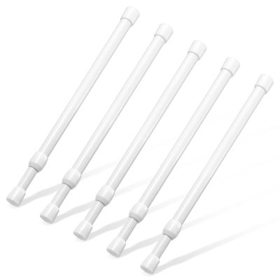 Spring Tension Rod, Goowin Small Tension Rod, 5/8" Diameter No Drilling Expandable Short Tension Rods Spring Rods, Tension Rods for Closet, Cupboard, Hanging Clothes, White, 5 Pack (12-20 inch)
