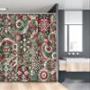 Ambesonne Christmas Stall Shower Curtain, Jumble Design of Leafy Atmosphere Xmas Floral and Winter Bells Party, Fabric Bathroom Decor Set with Hooks, 54" W x 78" L, Dark Pink Laurel Green view 1