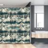 Ambesonne Christmas Stall Shower Curtain, Snowy Mountain Range Art with Foggy Pine Trees on Greenish Plaid Back, Fabric Bathroom Decor Set with Hooks, 54" W x 78" L, Off White Teal Sepia view 1