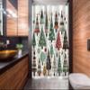 Ambesonne Christmas Stall Shower Curtain, Simple Starry Woodland Pine Trees Pattern with Dots and Triangles, Fabric Bathroom Decor Set with Hooks, 54" W x 78" L, Jade Green White Paprika view 2