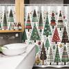 Ambesonne Christmas Stall Shower Curtain, Simple Starry Woodland Pine Trees Pattern with Dots and Triangles, Fabric Bathroom Decor Set with Hooks, 54" W x 78" L, Jade Green White Paprika view 3