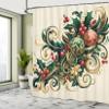 Ambesonne Christmas Shower Curtain, Traditional Xmas Berries Toyon and Globes Ornate on Plain Backdrop, Cloth Fabric Bathroom Decor Set with Hooks, 69" W x 84" L, Beige Green and Vermilion view 3