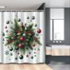 Ambesonne Christmas Stall Shower Curtain, Holiday Season Botanical Themed Pine Branches Snowflakes Stars Balls, Fabric Bathroom Decor Set with Hooks, 54" W x 78" L, Hunter Green Vermilion view 1