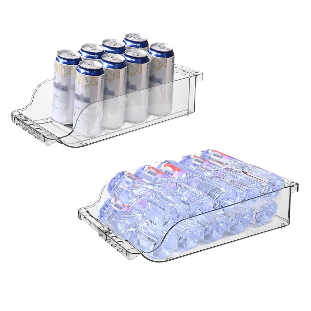 2pcs Refrigerator Storage Box Stackable Food Storage Rack Refrigerator Organizers and Storage Beer Beverage Storage Box Fruit Vegetables Pantry Bins for Kitchen