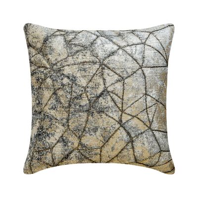 The HomeCentric Decorative Throw Pillow Covers Silver 26"x26" (65x65 cm) Velvet Beaded, Foil, Handmade, Texture Pillowcase, Abstract Modern Style - Shining Shards