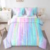 Erosebridal Ombre Striped 7 Piece Comforter Set Queen,Gradient Rainbow Stripes Bed in a Bag with Flat Sheet and Fitted Sheet,Geometric Stripe Lines Bubble Bedding Set with Pillowcase & Sham view 1