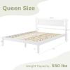Giantex Wood Queen Platform Bed Frame with Headboard, Mid Century Modern Bed Frame with Wooden Slats Support, No Box Spring Needed, Easy Assembly, Bed Frame Queen Size with Storage, White view 2