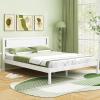 Giantex Wood Queen Platform Bed Frame with Headboard, Mid Century Modern Bed Frame with Wooden Slats Support, No Box Spring Needed, Easy Assembly, Bed Frame Queen Size with Storage, White view 3