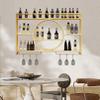 Modern Wall Mounted Wine Rack With LED Light, Floating Storage Shelves, Bar Unit Liquor Bottle Display Shelf With Hanging Wine Glass Holder, For Kitchen, Living Room, Home, Cafe(Gold,160x15x80cm) view 2