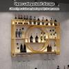 Modern Wall Mounted Wine Rack With LED Light, Floating Storage Shelves, Bar Unit Liquor Bottle Display Shelf With Hanging Wine Glass Holder, For Kitchen, Living Room, Home, Cafe(Gold,160x15x80cm) view 4
