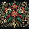 Ambesonne Christmas Duvet Cover Set, Black Xmas with Victorian Leaves and Flowery Huddle Snowflake Details, Decorative 2 Piece Bedding Set with 1 Pillow Sham, Twin Size, Dark Pink Green Khaki view 2