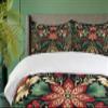 Ambesonne Christmas Duvet Cover Set, Black Xmas with Victorian Leaves and Flowery Huddle Snowflake Details, Decorative 2 Piece Bedding Set with 1 Pillow Sham, Twin Size, Dark Pink Green Khaki view 3