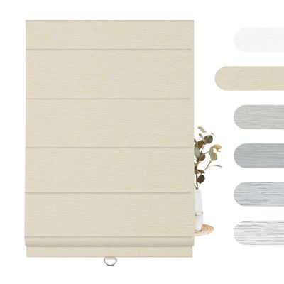 BERISSA 100% Blackout Roman Shades for Windows,Cordless Linen Roman Blinds,Thermal Insulated Noise Reduction Room Darkening Pull Down Window Shades for Home Office Bedroom(55" W x 48" H) Beige