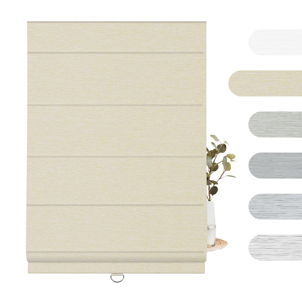 BERISSA 100% Blackout Roman Shades for Windows,Cordless Linen Roman Blinds,Thermal Insulated Noise Reduction Room Darkening Pull Down Window Shades for Home Office Bedroom(55" W x 48" H) Beige