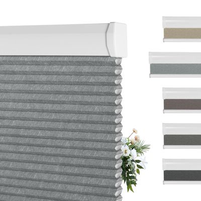 BERISSA Blackout Cellular Window Shades Cordless Honeycomb Blinds for Windows, Stripe Jacquard Fabric Cellular Blinds Noise Reduction Thermal Insulated Pull Down Shades for Home(70" W x 72" H) Blue