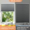 BERISSA Blackout Cellular Window Shades Cordless Honeycomb Blinds for Windows, Stripe Jacquard Fabric Cellular Blinds Noise Reduction Thermal Insulated Pull Down Shades for Home(70" W x 72" H) Blue view 3