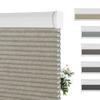 BERISSA Blackout Cellular Window Shades Cordless Honeycomb Blinds for Windows, Stripe Jacquard Fabric Cellular Blinds Noise Reduction Thermal Insulated Pull Down Shades for Home(26" W x 56" H) Beige view 1