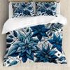 Ambesonne Christmas Duvet Cover Set, Monochromatic Poinsettia Flowers Xmas Theme Illustration Print, Decorative 3 Piece Bedding Set with 2 Pillow Shams, King Size, Night Blue and Dark Sky Blue view 1