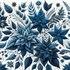 Ambesonne Christmas Duvet Cover Set, Monochromatic Poinsettia Flowers Xmas Theme Illustration Print, Decorative 3 Piece Bedding Set with 2 Pillow Shams, King Size, Night Blue and Dark Sky Blue view 2