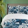 Ambesonne Christmas Duvet Cover Set, Monochromatic Poinsettia Flowers Xmas Theme Illustration Print, Decorative 3 Piece Bedding Set with 2 Pillow Shams, King Size, Night Blue and Dark Sky Blue view 3