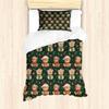 Ambesonne Christmas Duvet Cover Set, Whimsical Teddy Bears with Hats and Scarves Pine Leaves Plain Back, Decorative 2 Piece Bedding Set with 1 Pillow Sham, Twin Size, Green Dimgray Vermilion view 1
