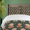 Ambesonne Christmas Duvet Cover Set, Whimsical Teddy Bears with Hats and Scarves Pine Leaves Plain Back, Decorative 2 Piece Bedding Set with 1 Pillow Sham, Twin Size, Green Dimgray Vermilion view 3