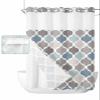 ALAGEO Shower Curtain with Snap-in Fabric Liner Set Retro Moroccan Lattice No Hook Shower Curtain with Mesh Top Window Geometric Classic Quatrefoil Trellis Shower Curtains Waterproof 60x72 view 1