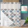 ALAGEO Shower Curtain with Snap-in Fabric Liner Set Retro Moroccan Lattice No Hook Shower Curtain with Mesh Top Window Geometric Classic Quatrefoil Trellis Shower Curtains Waterproof 60x72 view 2