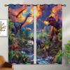 XINBADU Dinosaur Blackout Curtains for Girls Boy Home Decor, Jurassic Dino Jungle Raptor Forest Animal Grommet Thermal Insulated Drapes Darkening Window Curtain for Bedroom Living Room, 55 x 63 Inch view 2