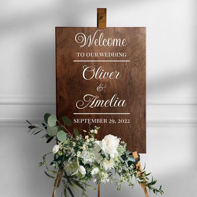 Welcome To Our Wedding Sign Decal - Custom Name Vinyl Sticker For Mirror Wedding Ceremony 54 x 37