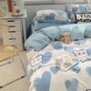 100% Cotton Printed Sheet Set 4 Piece, Cute Little Flowers Soft Breathable All Season Bedding Sets, Warm Comfortable Kids Teen Full Size Set with Zipper Closure,Blue 3,Full view 4