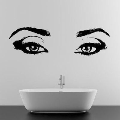 Woman Eyes Sticker Bedroom Wall Decor For Women - Female Eye Lash Beautiful Room Eyebrow Decal 94 x 27