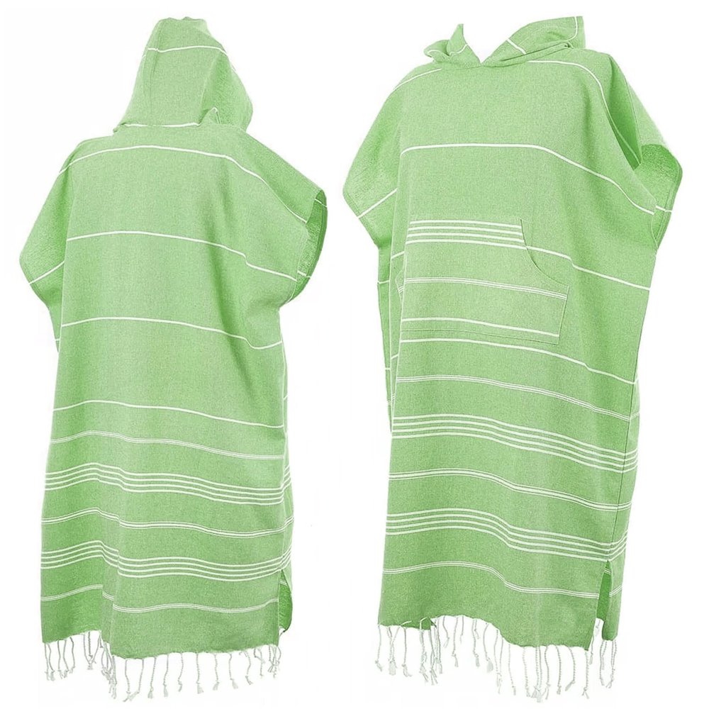 Beach Poncho with Hood, Personalized Turkish Towel Poncho, Handmade Beach Coverup, Customizable Unisex Surf Hoodie for Adult, Wetsuit Changing, Quick Dry Cotton, Lightweight, Sand Proof (Lime Green)