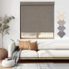 Tonature 100% Blackout Cordless Roller Shades with Natural Linen Fabric, Roller Blinds for Indoor Windows, Custom Blinds & Shades for Home, Bedroom, 77" W x 56" H, Brown (Blackout) view 1