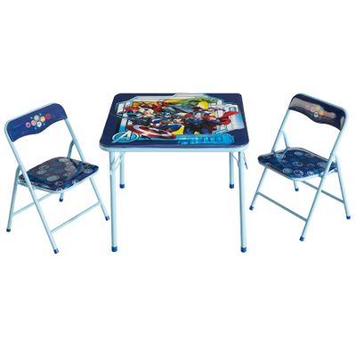 Marvel Avengers 3-Piece Kids Activity Table and Chair Set  Square Table with 2 Folding Chairs, Superhero-Themed Furniture for Ages 3+, Ideal for Playroom, Arts & Crafts, or Snacks