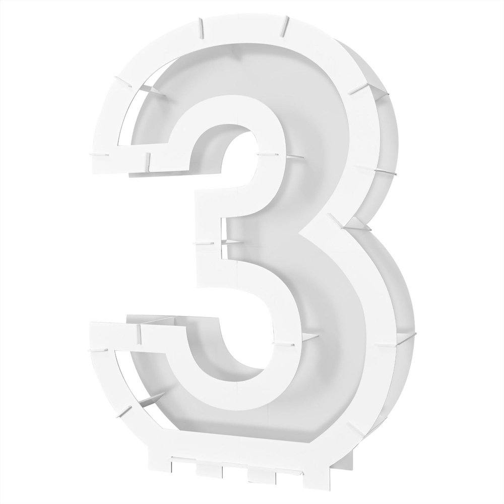 Mosaic Number 3 Balloon Frame - White - 32" - Set of 4