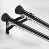 MERAXKL Aluminum Silent Curtain Pole, Double Curtain Rod With Cap Finials, Heavy Duty Sliding Curtain Track, For Windows, Living Room, Bathroom, Bedroom - Wall Mounting(Black-a,600cm(4 * 150cm)) view 1