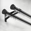 MERAXKL Aluminum Silent Curtain Pole, Double Curtain Rod With Cap Finials, Heavy Duty Sliding Curtain Track, For Windows, Living Room, Bathroom, Bedroom - Wall Mounting(Black-b,70cm) view 1