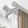 MERAXKL Aluminum Silent Curtain Pole, Double Curtain Rod With Cap Finials, Heavy Duty Sliding Curtain Track, For Windows, Living Room, Bathroom, Bedroom - Wall Mounting(Black-b,70cm) view 2