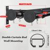 MERAXKL Aluminum Silent Curtain Pole, Double Curtain Rod With Cap Finials, Heavy Duty Sliding Curtain Track, For Windows, Living Room, Bathroom, Bedroom - Wall Mounting(Black-b,70cm) view 3
