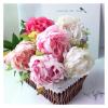 WANGHAI2024M Artificial Flowers Flower Bouquet Bridal Artificial Silk Peony Flower Pink White DIY Home Party Decoration Table Centerpieces Simulated Flowers Fake Flowers(Gray) view 2