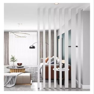Ceiling to Floor Swivel Partition Post Room Dividers 8 Pack, Freestanding Wood Slats Privacy Screen Pillar for Living Room/Front Door/Office Entrance, Adjustable Height, No Need To Drill(White-8 pack,